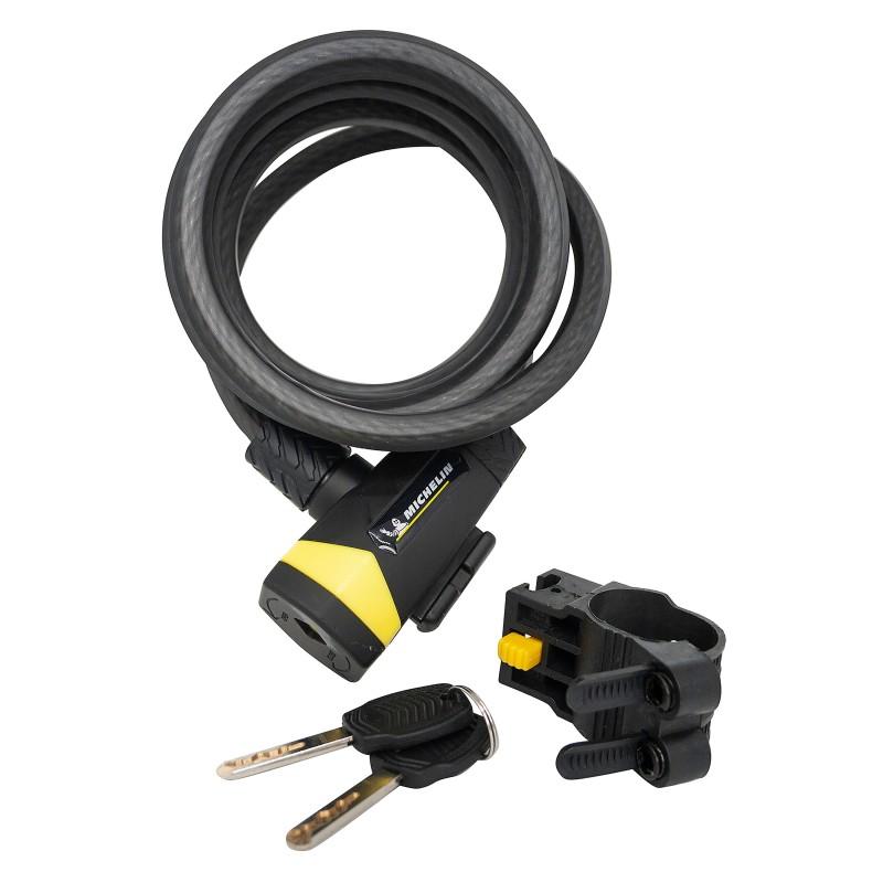 Antivol spirale à clés 200 cm Ø 12 mm + support MICHELIN
